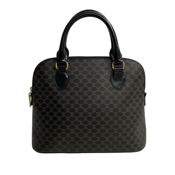 CELINE Vintage Macadam Blason Triomphe Leather Handbag/Mini Tote Bag, Black, ... - Picture 1 of 9
